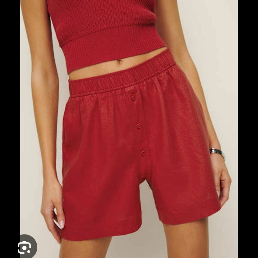 Reformation Red Linen Women's Shorts